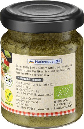 bio pesto Basilico s piniovými jádry dmBio