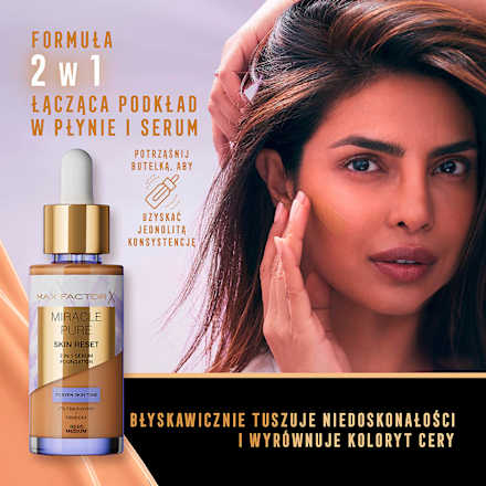Podkład pielęgnujący z serum Miracle Pure 2 w 1 Skin Reset nr 30-40 Fair to Light  MAX FACTOR