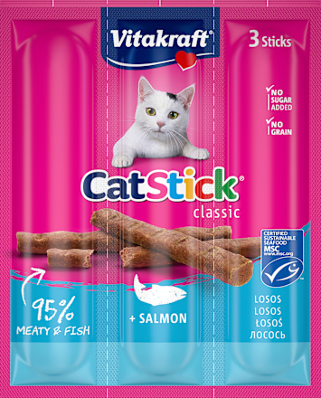 Prigrizek za mačke, mini palčke z lososom Vitakraft