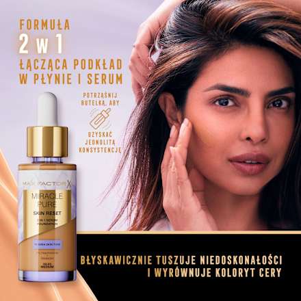 Podkład pielęgnujący z serum Miracle Pure 2w1 Skin Reset nr 10-30 Fair  MAX FACTOR