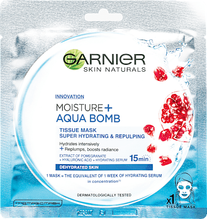 Hydra Bomb mască tip șervețel cu extract de rodie GARNIER SKIN NATURALS