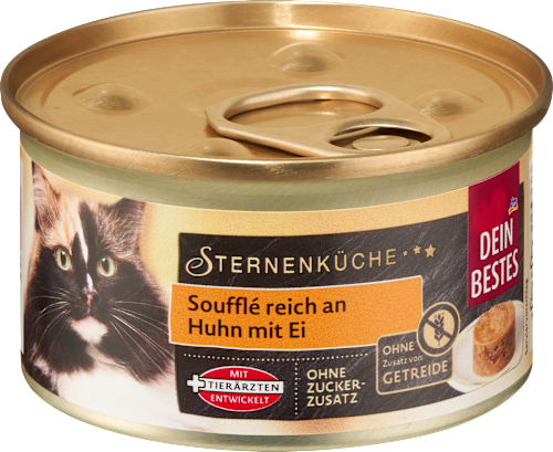 Nassfutter Katze Soufflé reich an Huhn mit Ei Dein Bestes