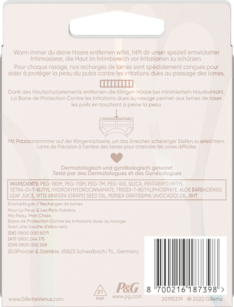 Rasierklingen für den Intimbereich Aloe Vera Gillette Venus