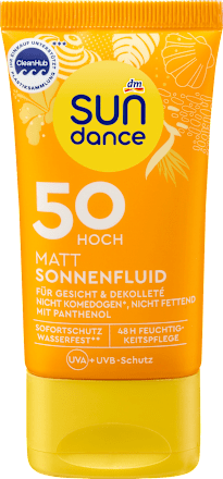 Matt fluid za sunčanje za lice i dekolte, SPF 50 SUNDANCE