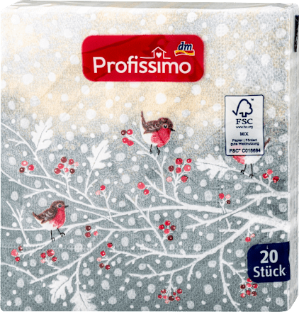 Cocktailservietten Wintervögelchen (25x25 cm) Profissimo