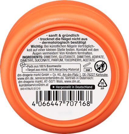 Nagellackentfernerpads Pfirsich Duft ebelin