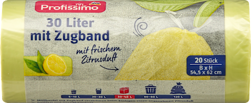 Müllbeutel 30 l mit Zugband & Zitrusduft Profissimo