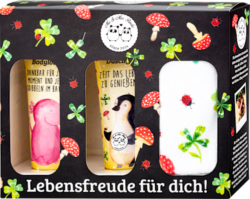 Geschenkset Lebensfreude für dich Mr. & Mrs. Panda
