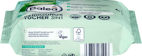 Frissítő 3in1 arctisztító kendő normál és vegyes bőrre Balea