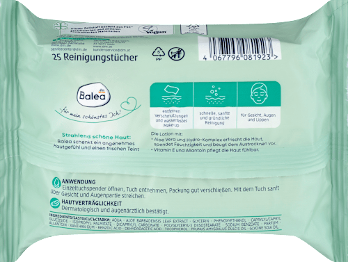 Frissítő 3in1 arctisztító kendő normál és vegyes bőrre Balea