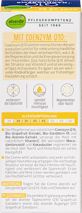 Q10 éjszakai arckrém bio grapefruittal és bio homoktövissel, 30 év feletti bőrre alverde NATURKOSMETIK