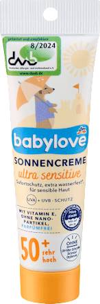 Otroška krema Sensitive za zaščito pred soncem ZF 50+ (zelo visoka zaščita) babylove