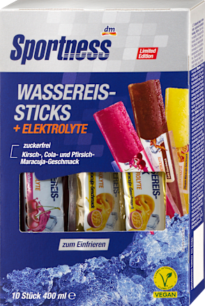 Vodová zmrzlina v tyčinkách na zamrazenie s elektrolytmi Sportness