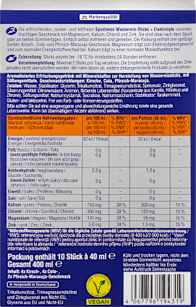 Vodová zmrzlina v tyčinkách na zamrazenie s elektrolytmi Sportness