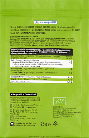 Bio piškoti z malino in limeto dmBio