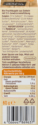 Fruchtkonfekt Bliss Balls Pumpkin Spice dmBio
