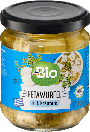 Fetawürfel mit Kräutern in Sonnenblumenöl dmBio