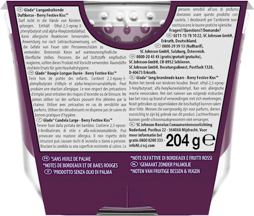 Duftkerze im Glas Berry Festive Kiss glade