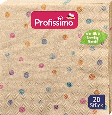 Cocktailservietten "Punkte" aus Recycling-Material (25x25 cm) Profissimo