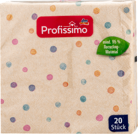 Cocktailservietten "Punkte" aus Recycling-Material (25x25 cm) Profissimo