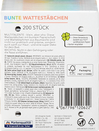 Bastoncini in cotone colorati ebelin