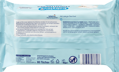 Salviette umidificate Sensitive con estratto di mandorla babylove
