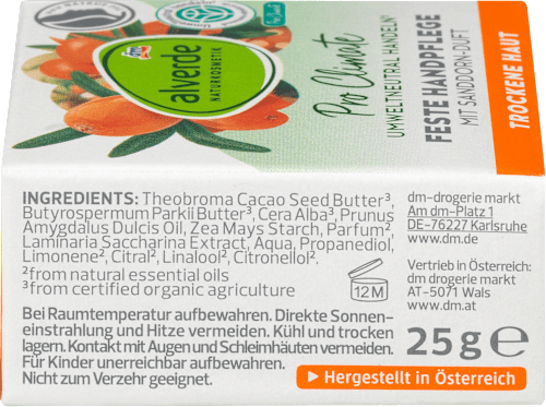 Handcreme Fest mit Sanddorn-Duft alverde NATURKOSMETIK