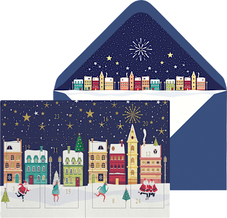 Grußkarte Weihnachten Adventskalenderkarte Stadt CACTUS