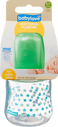 Steklenička s širokim vratom, z anatomskim cucljem proti kolikam iz silikona, 150 ml, več različic babylove