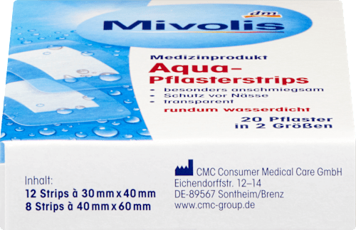 Vízálló, áttetsző sebtapasz, két méretben Mivolis