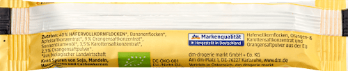 Fruchtriegel Hafer Orange-Karotte ab 3 Jahren dmBio