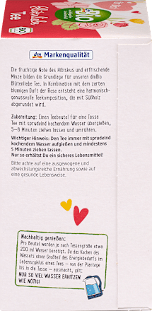 Kräutertee Blütenliebe Hibiskus, Minze & Rose dmBio