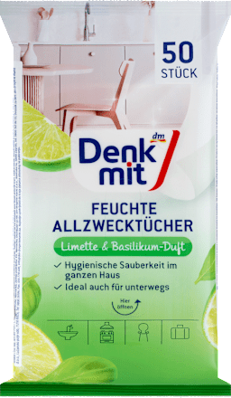 Vlažne večnamenske krpice z vonjem limete in bazilike Denkmit