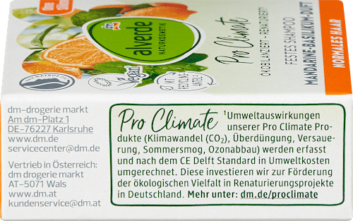 Pro Climate čvrsti šampon za kosu - mandarina-bosiljak alverde NATURKOSMETIK