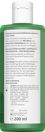 Gesichtswasser Pure Beauty Bio-Minze & natürliche Salizylsäure lavera NATURKOSMETIK
