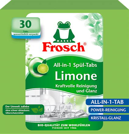Mosogatógép tabletta, All-in-1, zöldcitrom Frosch