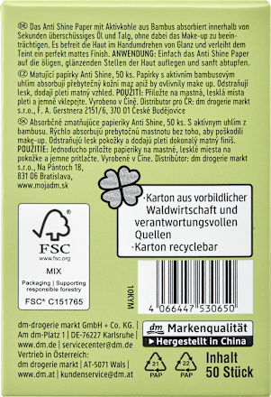 Mattierendes Papier Anti Shine mit Aktivkohle trend !t up