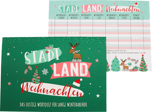 Spieleblock "Stadt-Land-Weihnachten" CACTUS