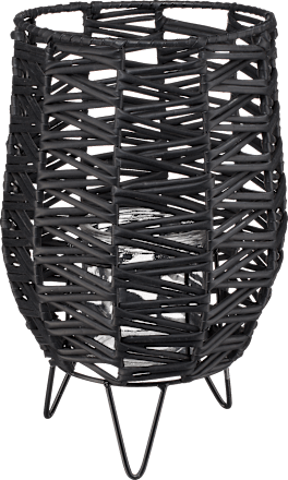 Windlicht, Kunststoffgeflecht schwarz (25,5 cm) Dekorieren & Einrichten