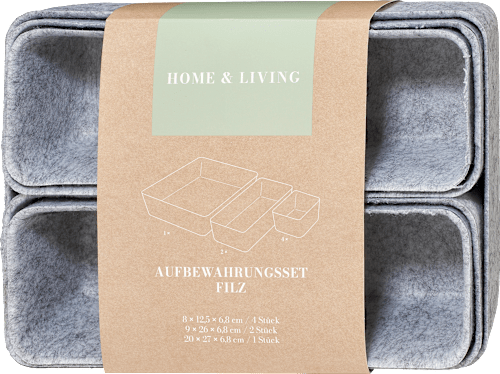 Aufbewahrungs-Set aus Filz, grau, mehrteilig, 1St keine Marke