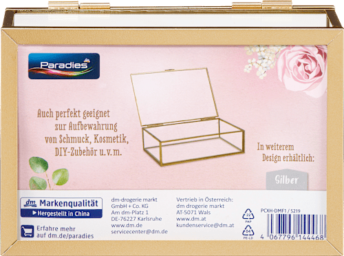 Glasbox gold Hochzeit Paradies