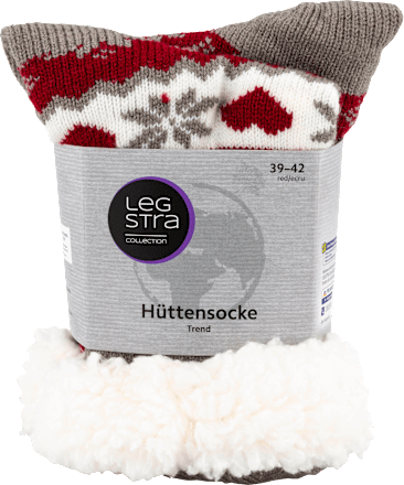 Hüttensocke Trend weiß und rot mit weihnachtlichem Muster, Gr. 39-42 (1 Paar) Legstra
