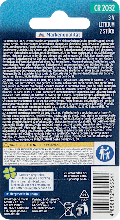 Batterie Knopfzelle CR 2032 Lithium Paradies