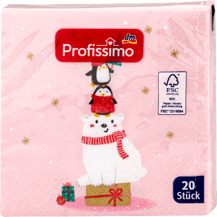 Cocktailservietten Eisbär mit Pinguin (25x25 cm) Profissimo