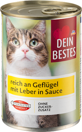 Katzenfutter reich an Geflügel mit Leber in Sauce Dein Bestes