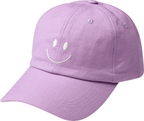 Schildkappe lila mit Smiley Langhaarmädchen