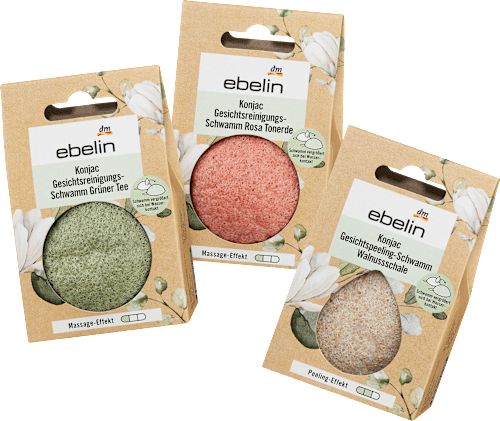 Spugna in konjac per la pulizia del viso assort. ebelin