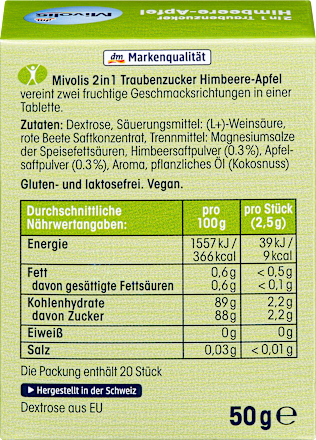 Traubenzucker 2in1 Himbeere-Apfel Mivolis