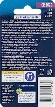 Batterie Knopfzelle CR 2025 Lithium Paradies