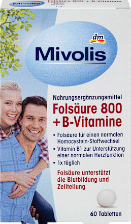Folsäure 800 + B-Vitamine Tabletten Mivolis